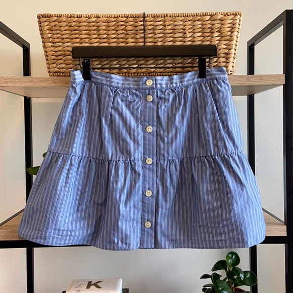 NWT Madewell Bistro Stripe Button Placket Skirt, L - Picture 2 of 10